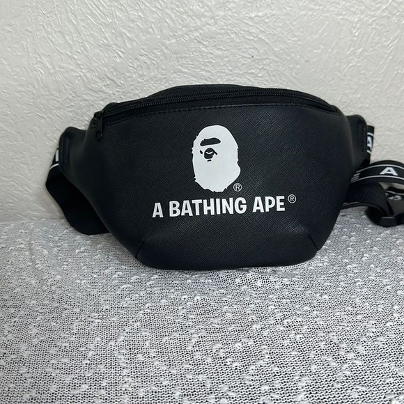 Bape Bags Bapea Bathing Ape Black Fanny Pack Waist Crossbody Belt